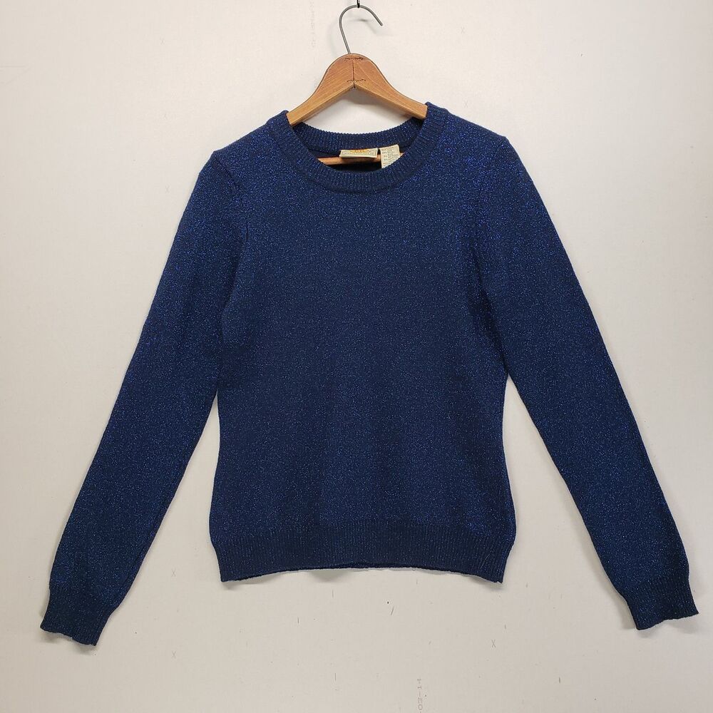 Vintage Route 66 Blue Metallic Sparkle Knit Sweater - Wool Blend - Size Medium